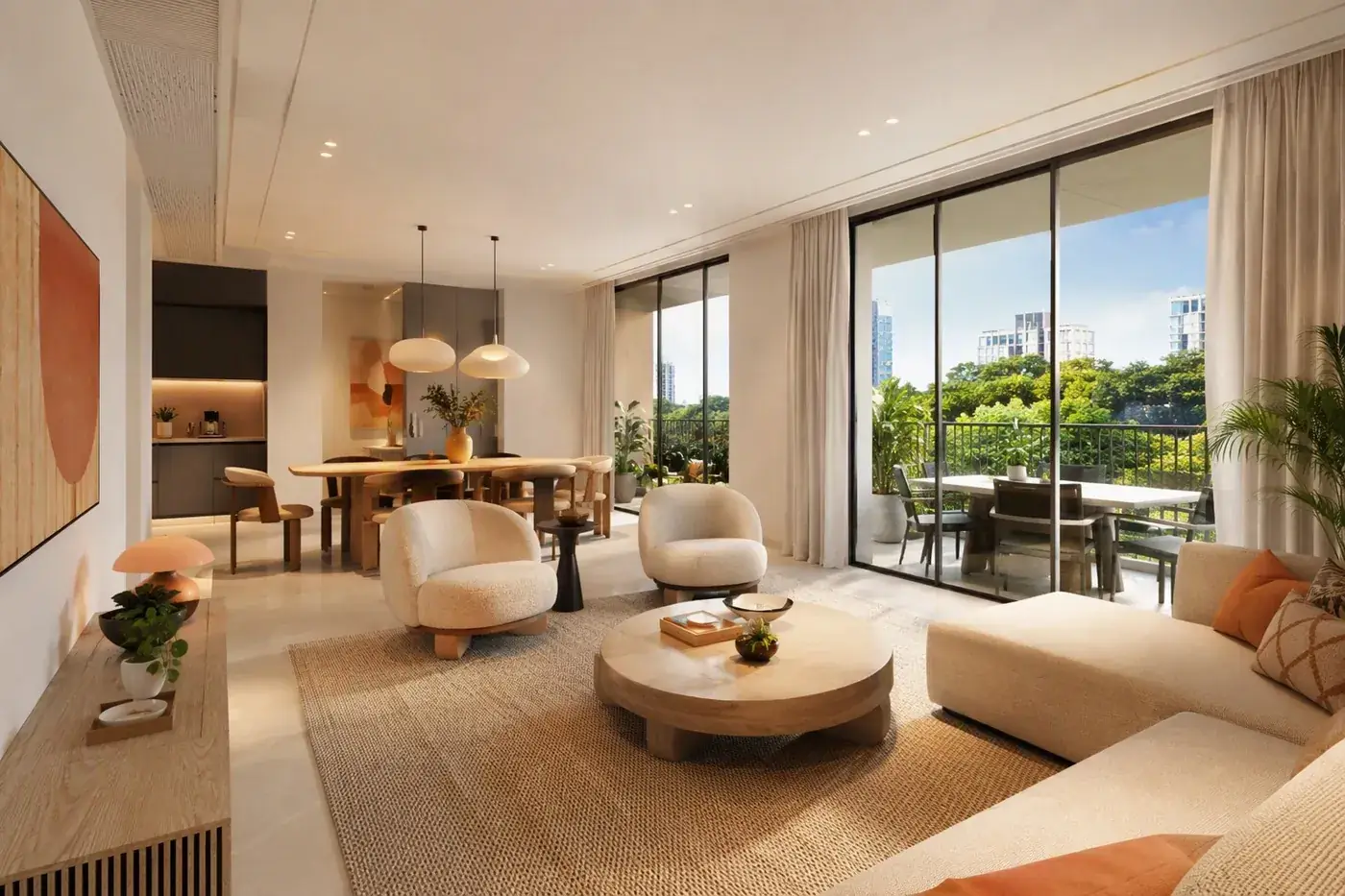 Spacious living and dining area — indicative EC layout